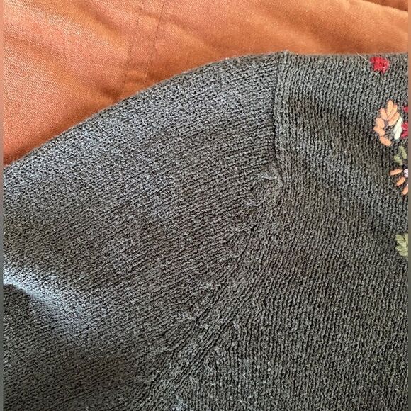 SIGRID OLSEN Vintage 90s Embroidered Floral Cardigan Sweater Medium Cottagecore - Picture 11 of 13